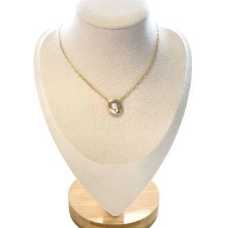 Detalhes do produto Colar círculo liso com uma zircônia, em ouro
