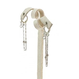 Detalhes do produto Brinco Argola Fio corrente com uma zircônia em Ródio Branco