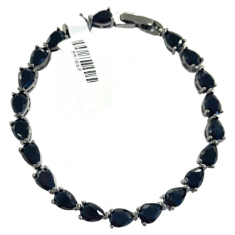 Detalhes do produto Pulseira em Ródio Negro, corações em cristais negros