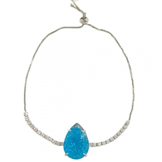 Detalhes do produto Pulseira Gota, gr, Fusion Azul regulável, em Ródio Branco
