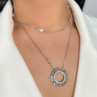 Detalhes do produto Colar cartier com três perolas, em rodio branco