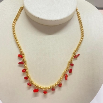 Detalhes do produto Choker bolinhas pedras Cascalho Coral