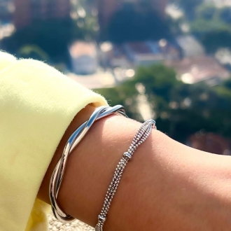 Detalhes do produto Bracele trançado em rodio