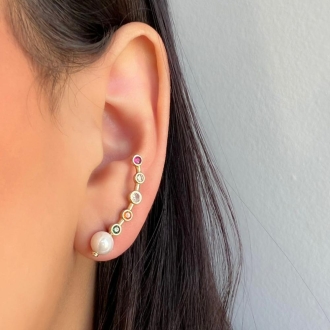 Detalhes do produto Brinco Ear Cuff cristais coloridos