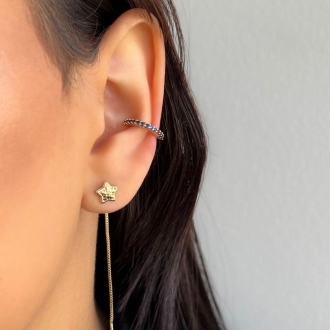 Detalhes do produto Brinco fio com uma estrelinha, em ouro
