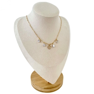 Detalhes do produto Choker Coração Brilho e Cristais em ouro