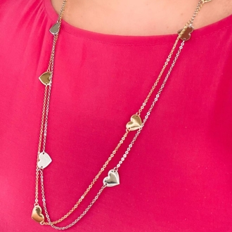 Detalhes do produto Colar 70 cm, seis corações, em Ouro