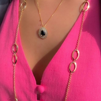 Detalhes do produto Colar Longo Dois elos maiores, em ouro