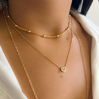 Detalhes do produto Colar Pingente Coração Cravejado Colorido, em Ouro