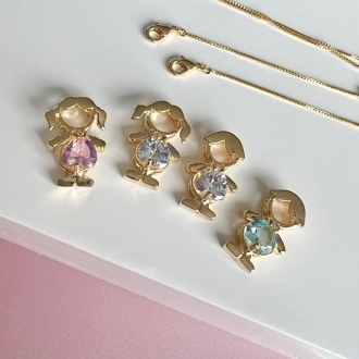 Detalhes do produto Colar Quatro Bonecos Barriguinha Cristal