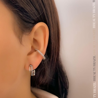 Detalhes do produto Piercing Ear Hook M Cravejado em Rodio Branco
