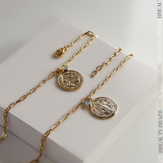 Detalhes do produto Pulseira Elos Cartier Pingente São Bento em ouro