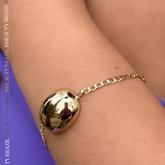 Detalhes do produto Pulseira elos Groumet com detalhe Oval e Oco, em ouro - CPV23/24