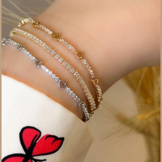 Detalhes do produto Pulseira Riviera Trem de Corações em ouro