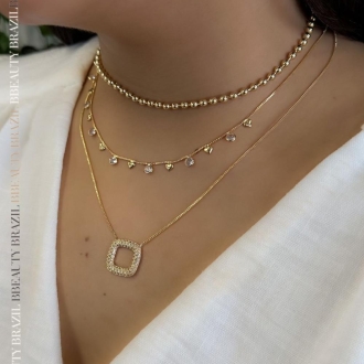 Detalhes do produto Choker Bolinhas lisas, em ouro