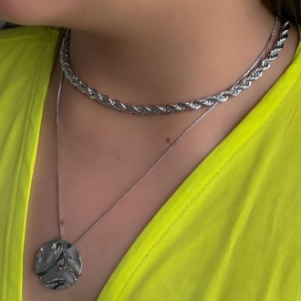 Detalhes do produto Choker cordão baiano grosso em Rodio