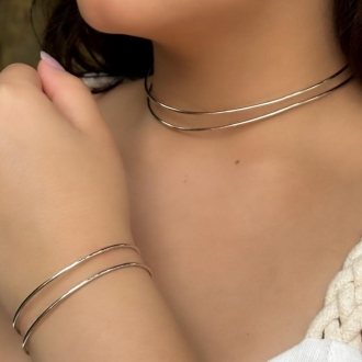 Detalhes do produto Choker duas vias Rígidas e Lisas, em ródio