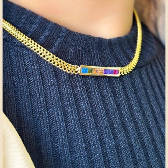Detalhes do produto Choher Corrente Placa Colors By Luxo em ouro