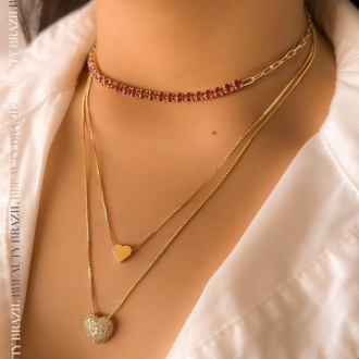 Detalhes do produto Choker metade Rivieras Pink e metade Elos Cartier, em ouro.