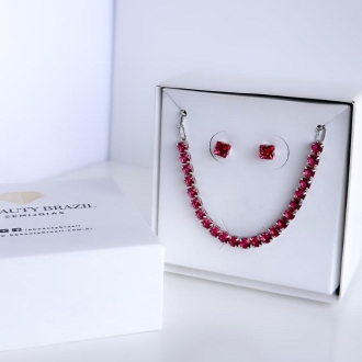 Detalhes do produto Choker metade Rivieras Pink e metade Elos Cartier, em ródio.