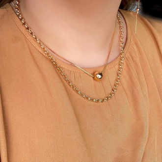 Detalhes do produto Colar Fio de Veneziana com Esfera G Lisa, em Ouro