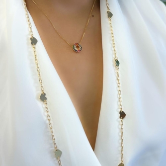 Detalhes do produto Colar longo 43cm elos cartier com corações sem fecho, em ouro
