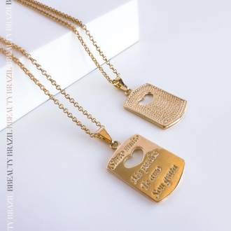 Detalhes do produto Colar placa Sinto Muito, Me Perdoe, Te amo, Sou Grata