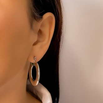 Detalhes do produto Brinco Argola Tubo achatado M liso, em ródio