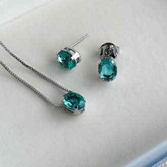 Detalhes do produto Colar Cristal Oval Turmalina em Rodio