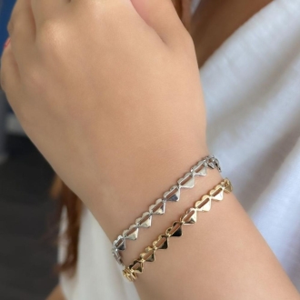 Detalhes do produto Pulseira Corações Lisos Com Recorte, Em Ródio.