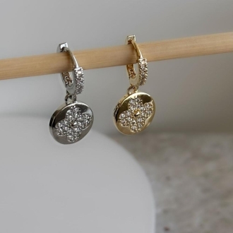 Detalhes do produto Brinco Argola Van CLEEF cravejado em Rodio