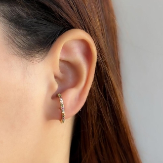 Detalhes do produto Brinco Ear Hook Zircônias Coloridas em ouro