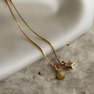 Detalhes do produto Colar Lua e Estrela PP em ouro