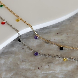 Detalhes do produto Pulseira Cristais Coloridos Pinçados em Rodio