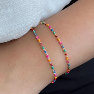 Detalhes do produto Pulseira Resinas Coloridas em Ouro