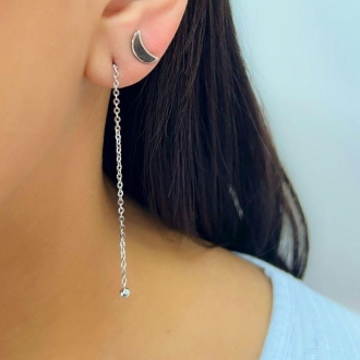 Detalhes do produto Brinco um fio com esfera menor, em rodio