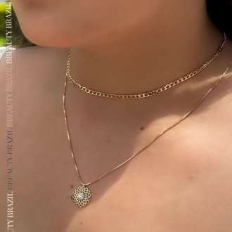 Detalhes do produto Colar elos Groumet Light em ouro