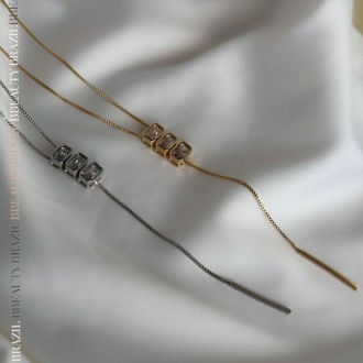 Detalhes do produto Colar Gravata Três Retângulos em Ouro