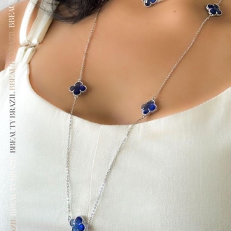 Detalhes do produto Colar Longo FLores VC Azul Royal