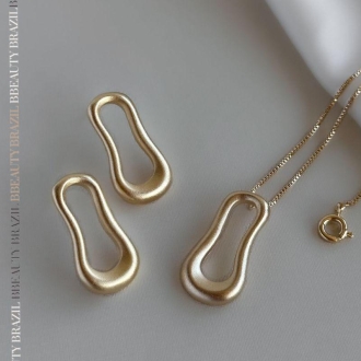 Detalhes do produto Colar Orgânico Aberto em Ouro Acetinado