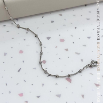 Detalhes do produto Tornozeleira nine bolinhas em rodio