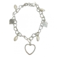 Pulseira corações com pérolas ovais