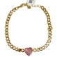 Pulseira corrente coração cristal rosa