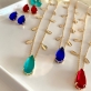 Colar Gota Cristal Colorida com pingente gotas lisas